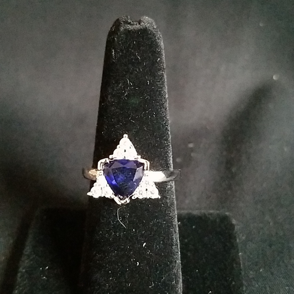 BLUE AND WHITE CZ RING